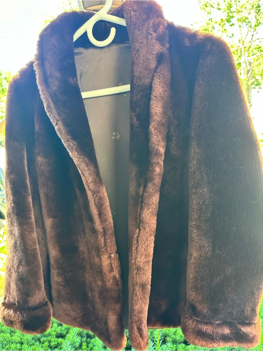 Vintage Fur Jacket with Leather Backing & Skinner Satin Lining